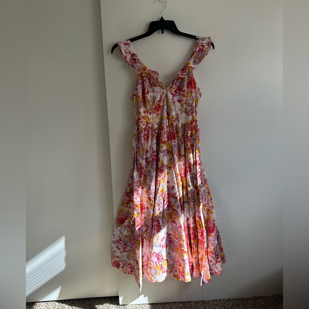 BHLDN Floral Maxi Dress - Pink and Orange
